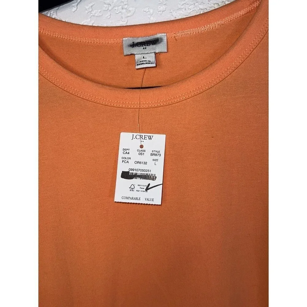 J Crew MIDI Dress Cotton NWTS Stretchy Sleeveless Peach Color Large BR873 1E - Picture 8 of 10